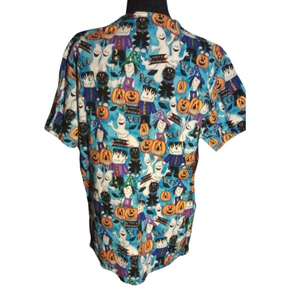 Fundamentally Cotton by White Swan Women's Size Small Halloween Scrub Top - Picture 2 of 6